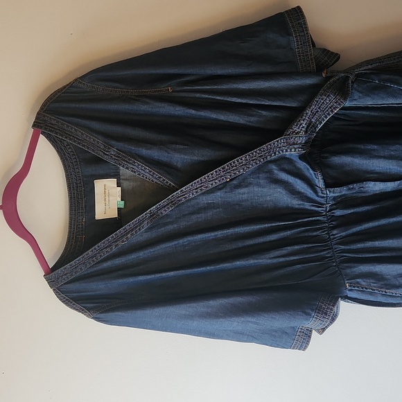Anthropologie Pilcro & The Letterpress Romper Denim Shorts Jumper Wrap Sz 24W - Picture 3 of 11